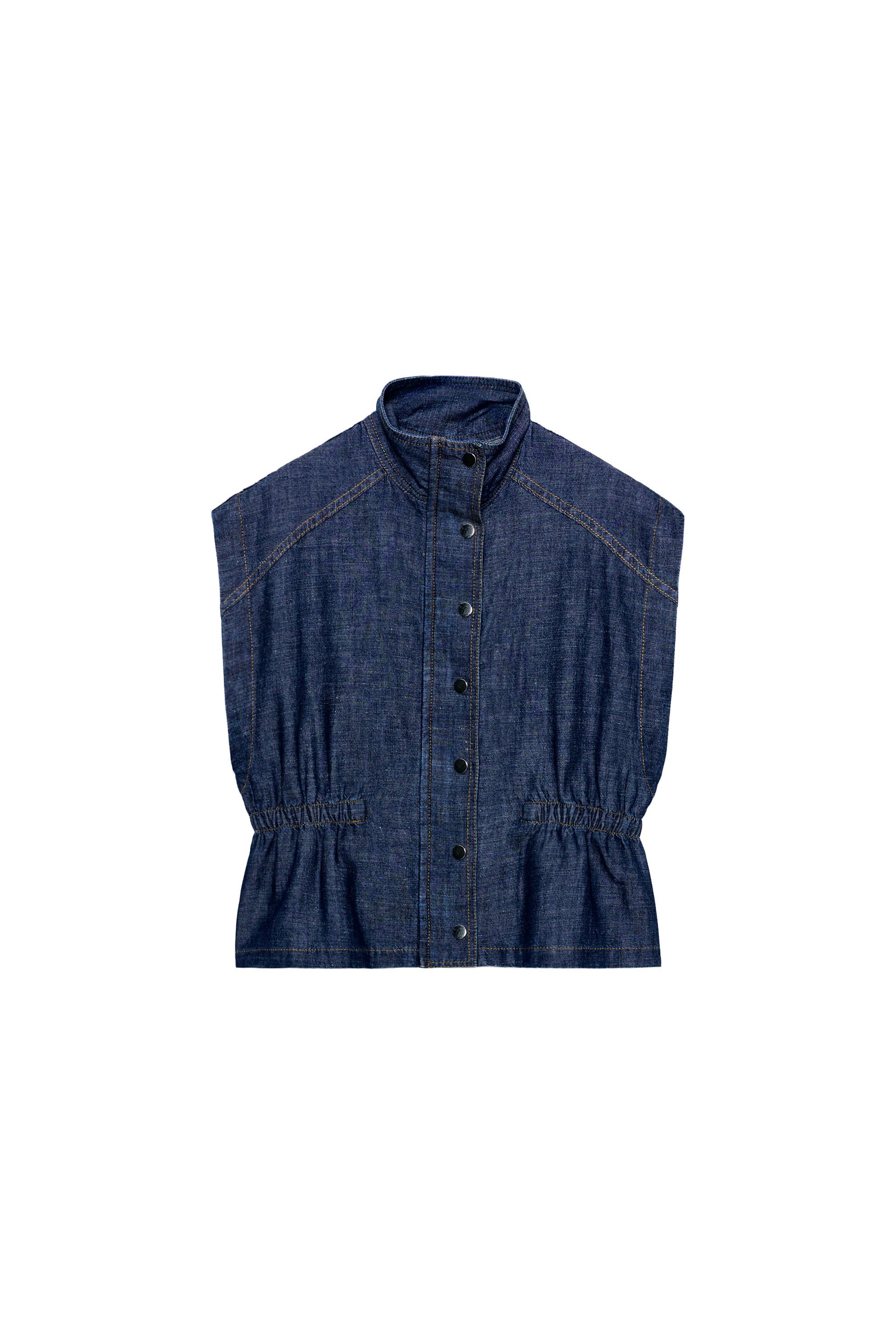 LINEN VEST WITH ELASTIC WAIST